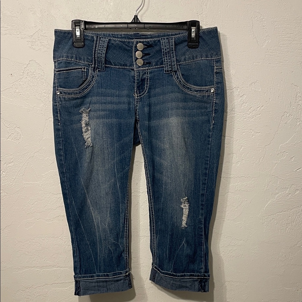 No Boundaries Blue Denim Capris